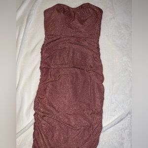 Pink sparkly strapless dress